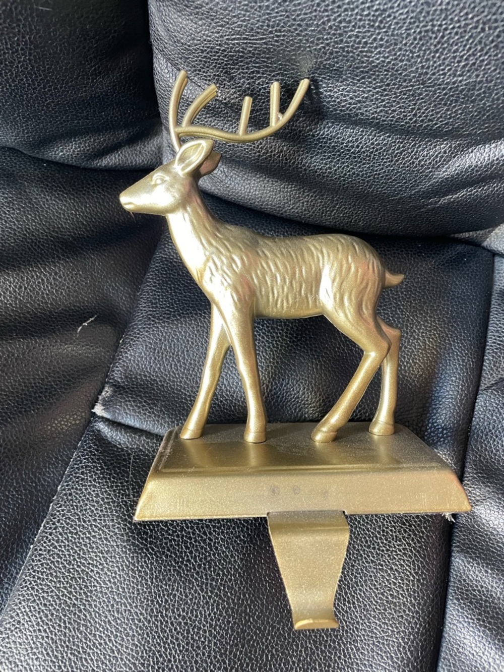 Gold Reindeer Stocking Holder